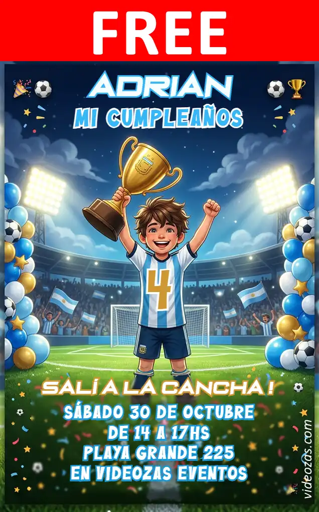 Free personalized birthday invitation argentina_campeon 01