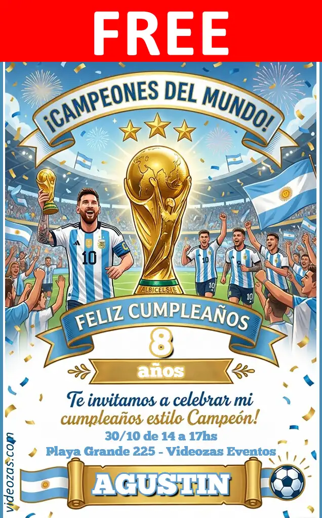 Free personalized birthday invitation argentina_campeon 03