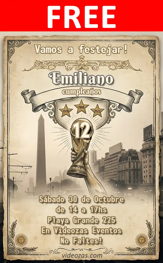 Free personalized birthday invitation argentina_campeon 04