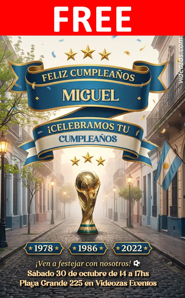 Free personalized birthday invitation argentina_campeon 05
