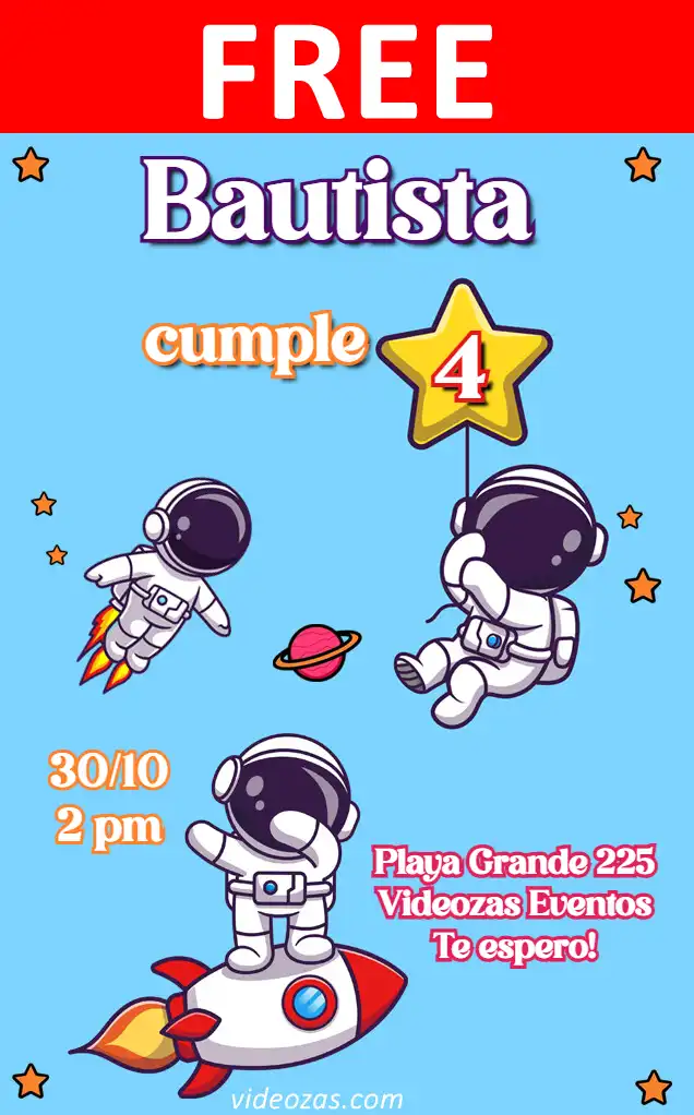 Free personalized birthday invitation astronauta 01