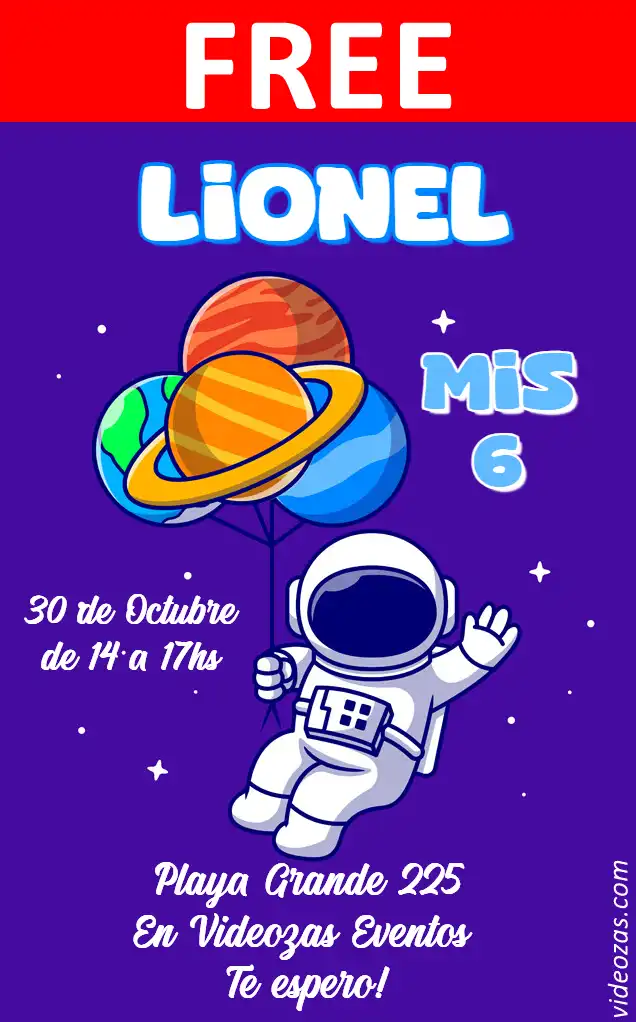 Free personalized birthday invitation astronauta 02