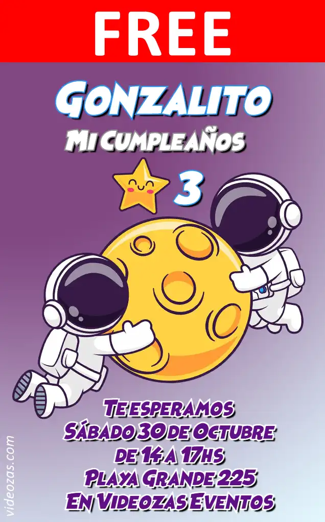 Free personalized birthday invitation astronauta 03