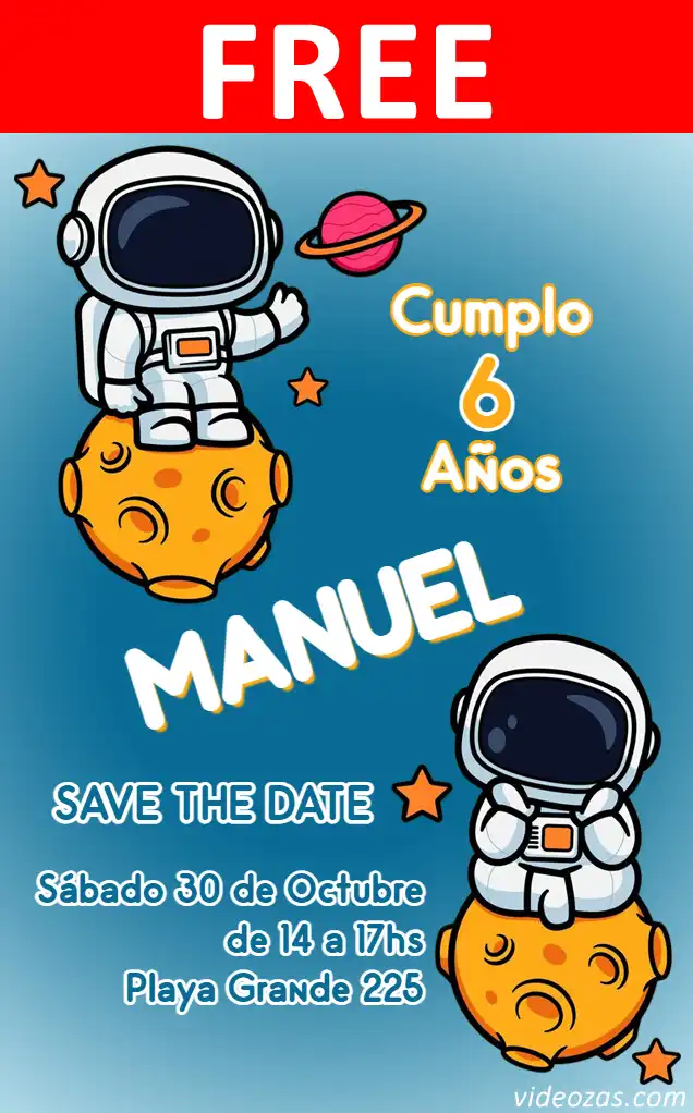 Free personalized birthday invitation astronauta 04