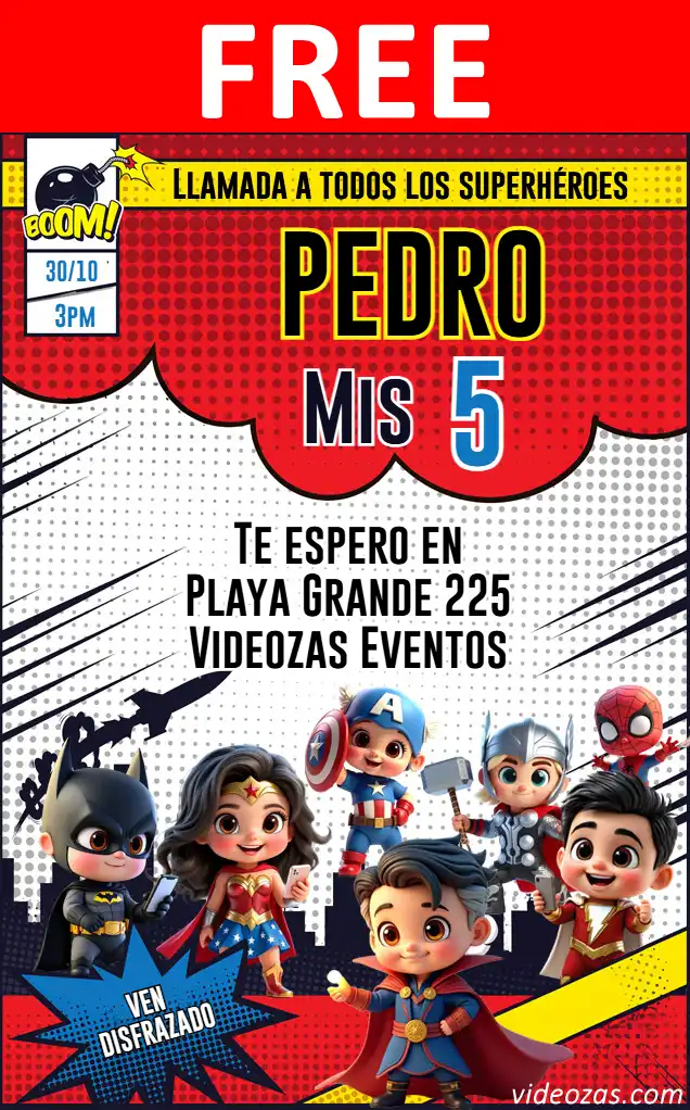 Free Baby Superhero Invitation | Editable and Customizable | Easy and Fast | Make Online Now!