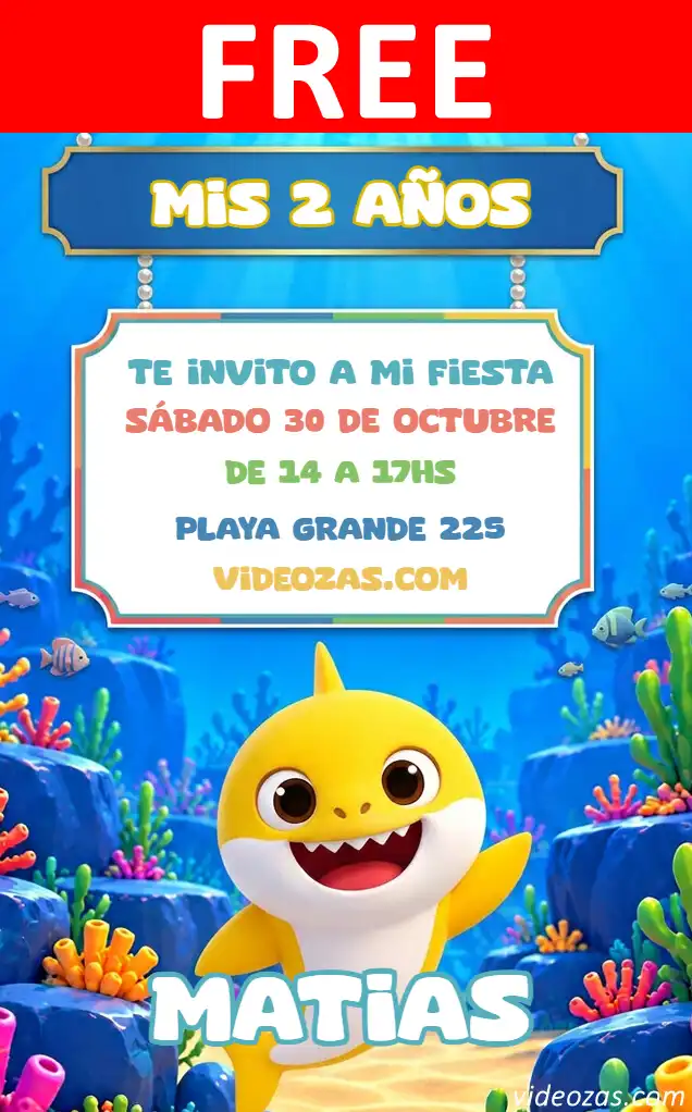 Free Baby Shark Invitation | Editable and Customizable | Easy and Fast | Make Online Now!