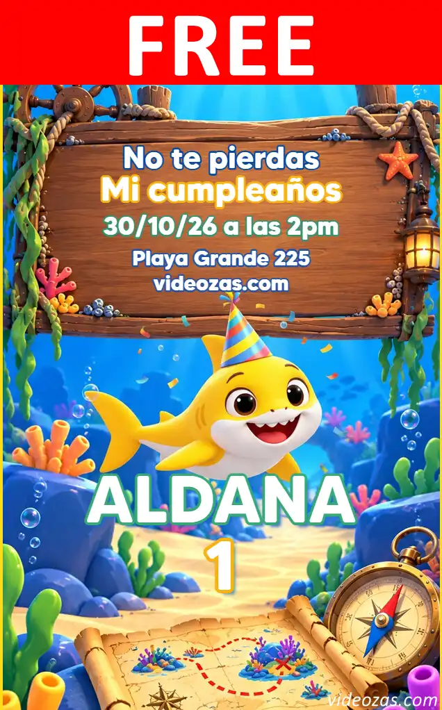 Free Baby Shark Invitation | Editable and Customizable | Easy and Fast | Make Online Now!