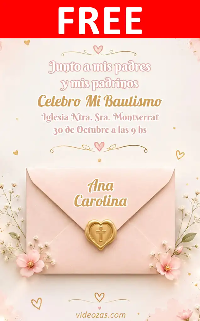 Free personalized birthday invitation bautismo 01