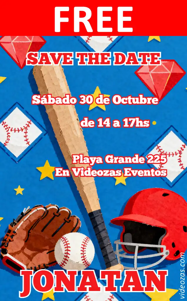Free personalized birthday invitation beisbol 01