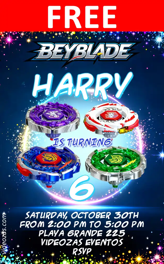 Free personalized birthday invitation beyblade 03