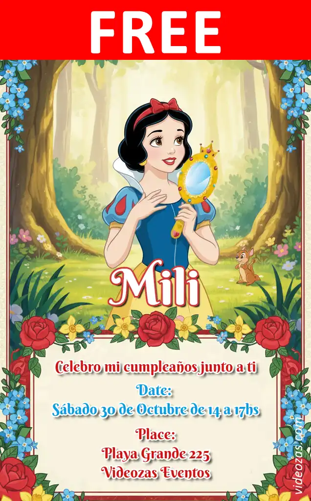 Free Snow White Invitation | Editable and Customizable | Easy and Fast | Make Online Now!