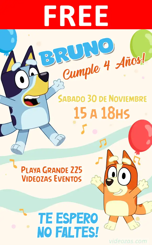Free Bluey and Bingo Invitation | Editable and Customizable | Easy and Fast | Make Online Now!