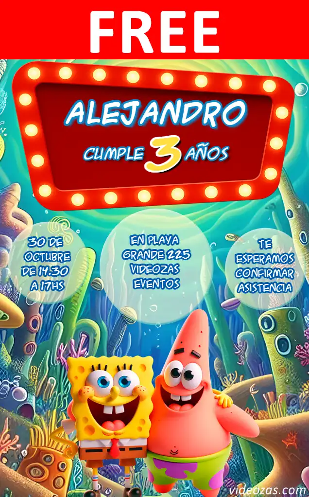 Free personalized birthday invitation bob_esponja 01