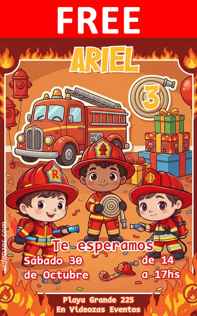 Free personalized birthday invitation bomberos 01
