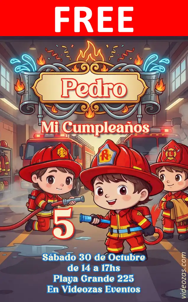 Free personalized birthday invitation bomberos 02