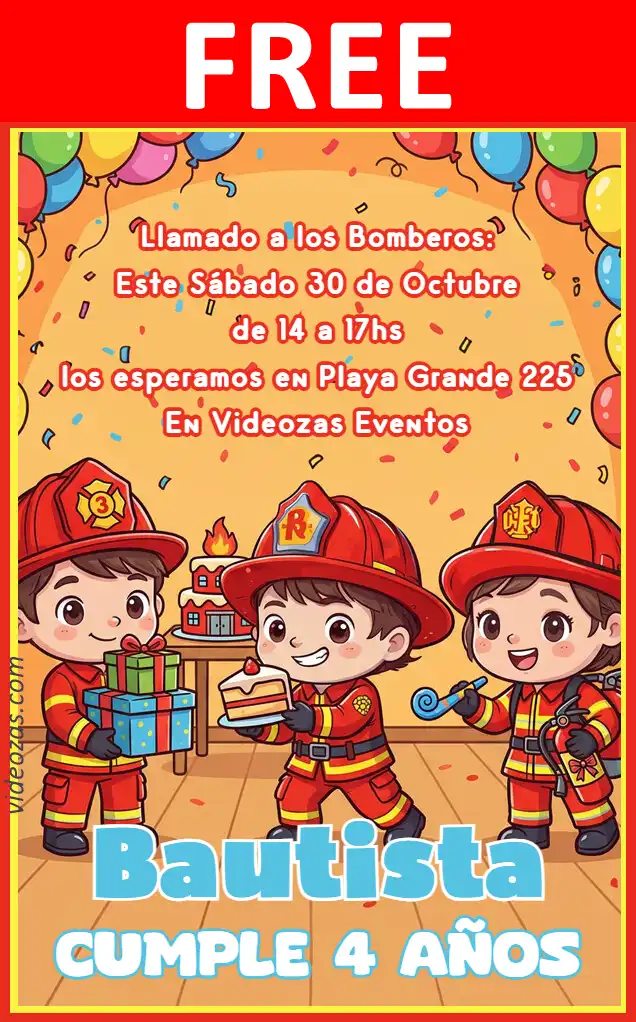 Free personalized birthday invitation bomberos 03