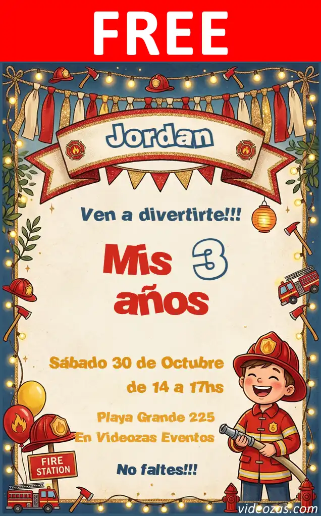 Free personalized birthday invitation bomberos 04