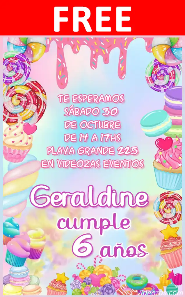 Free personalized birthday invitation candy_land 02
