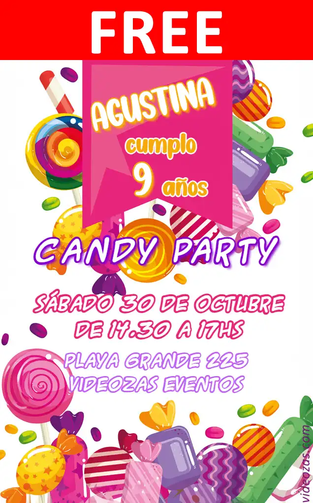 Free Candy Party Invitation | Editable and Customizable | Easy and Fast | Make Online Now!