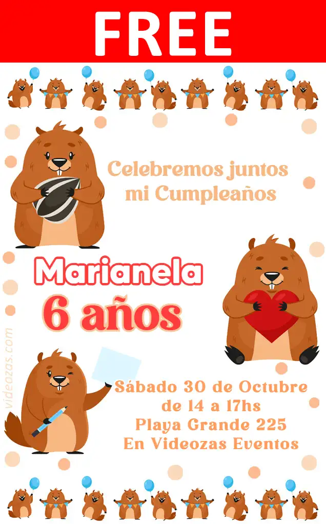 Free personalized birthday invitation capibara 04