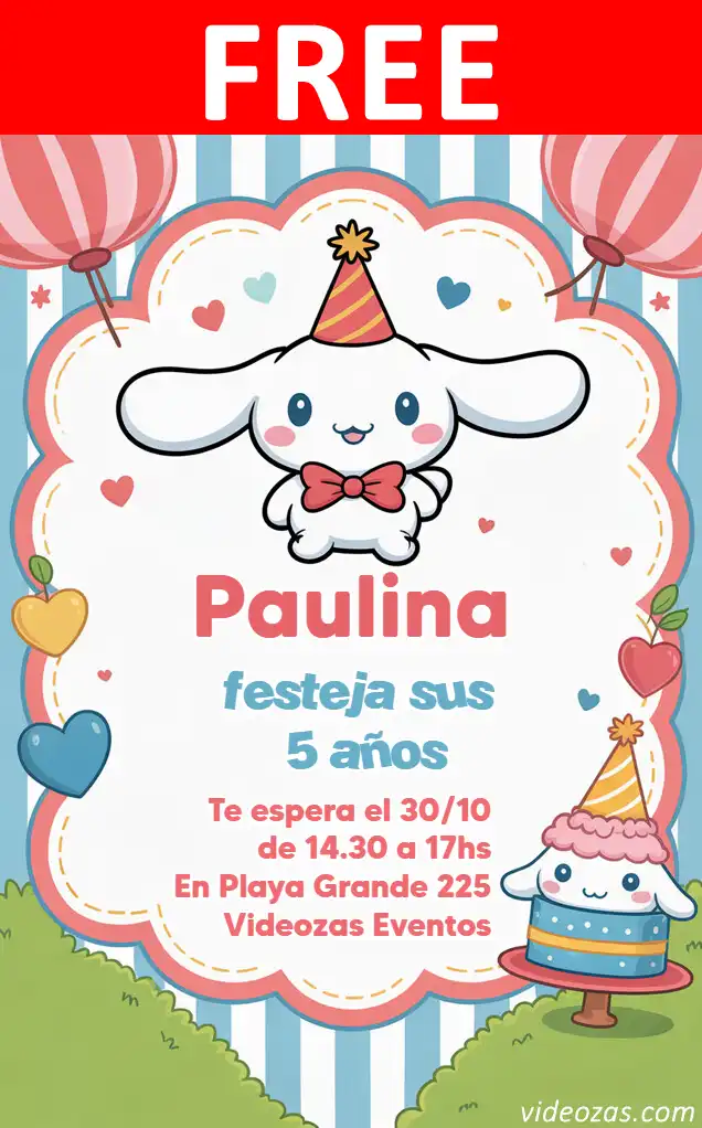 Free Cinnamoroll Invitation | Editable and Customizable | Easy and Fast | Make Online Now!