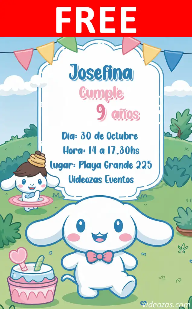 Free Cinnamoroll Invitation | Editable and Customizable | Easy and Fast | Make Online Now!