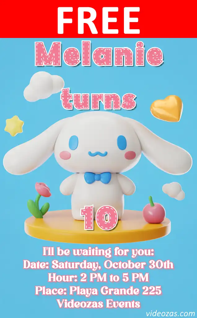 Free Cinnamoroll Invitation | Editable and Customizable | Easy and Fast | Make Online Now!