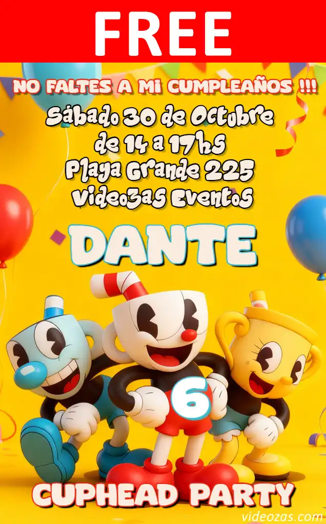 Free personalized birthday invitation cuphead 03