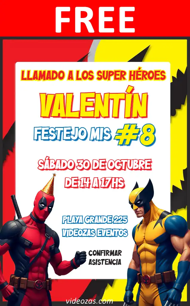 Free Wolverine and Deadpool Invitation | Editable and Customizable | Easy and Fast | Make Online Now!
