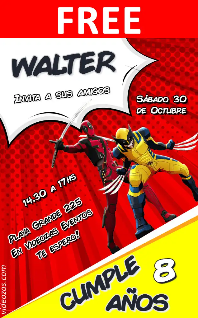 Free Wolverine and Deadpool Invitation | Editable and Customizable | Easy and Fast | Make Online Now!