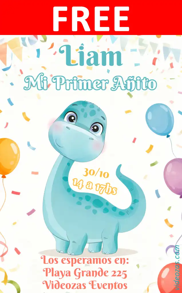 Free personalized birthday invitation dino_baby 01