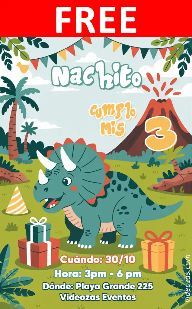 Free personalized birthday invitation dino_baby 02
