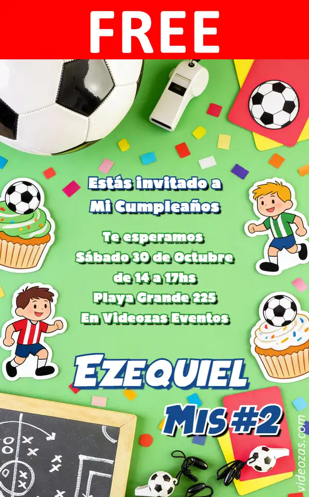 Free personalized birthday invitation futbol 04