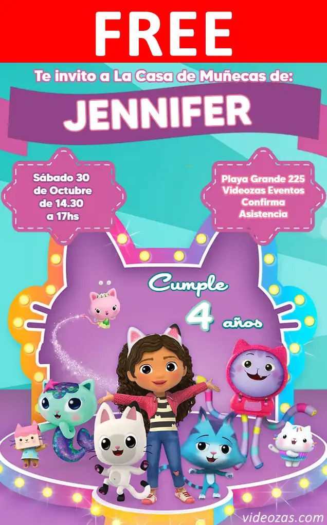 Free Gabby's Dollhouse Invitation | Editable and Customizable | Easy and Fast | Make Online Now!