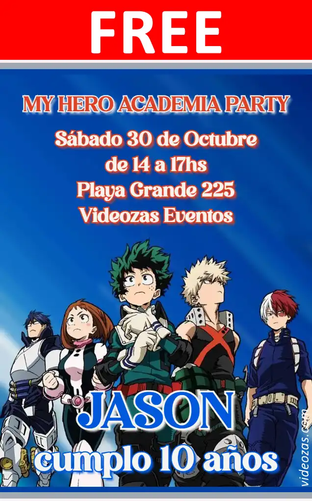 Free personalized birthday invitation hero_academia 02