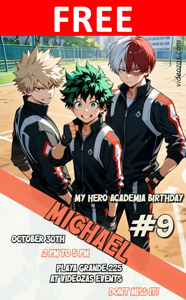 Free personalized birthday invitation hero_academia 03