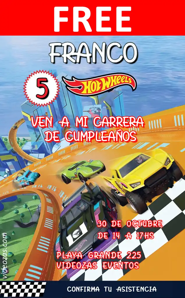 Free Hot Wheels Invitation | Editable and Customizable | Easy and Fast | Make Online Now!