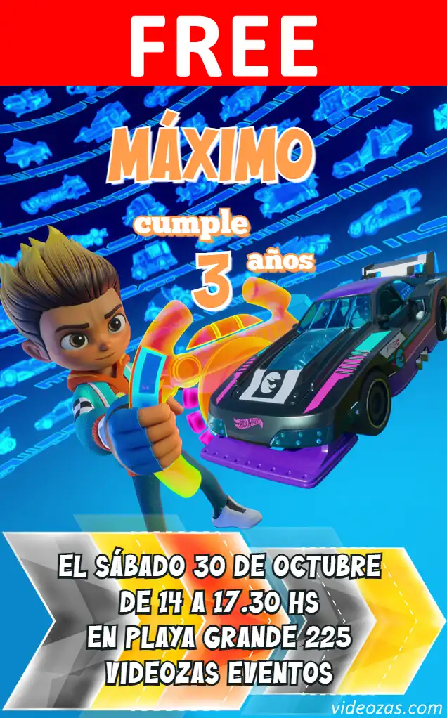 Free Hot Wheels Invitation | Editable and Customizable | Easy and Fast | Make Online Now!