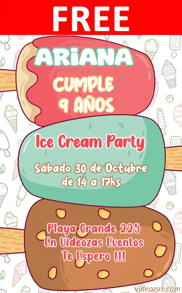 Free personalized birthday invitation ice_cream 01