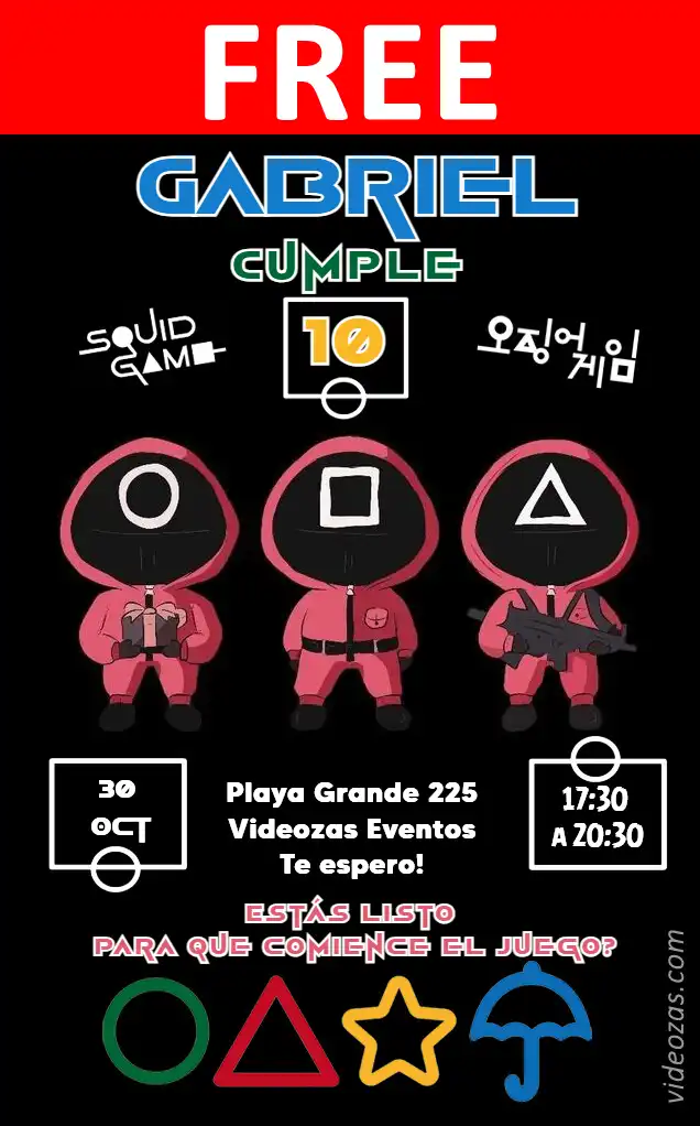 Free personalized birthday invitation juego_calamar 01