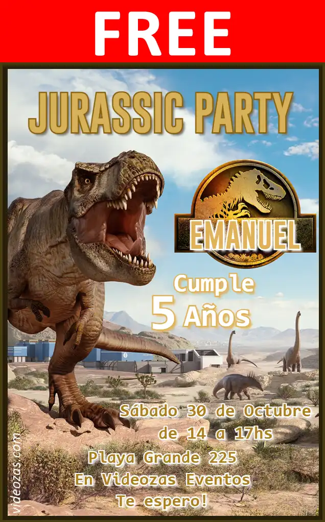 Free personalized birthday invitation jurasic 02
