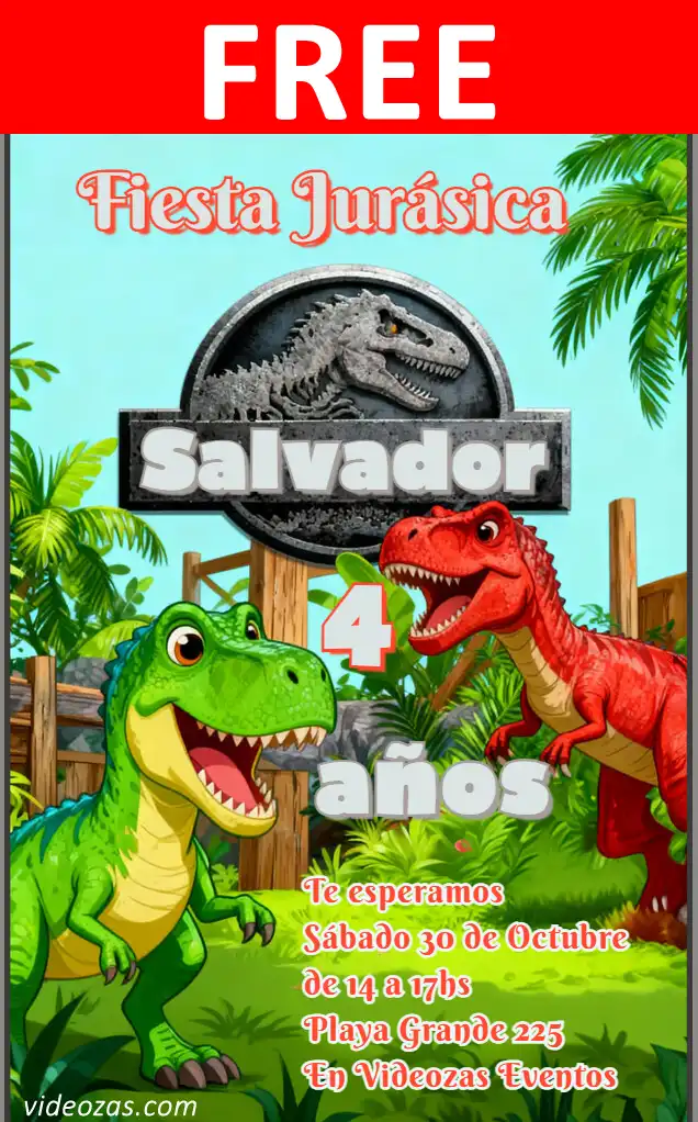 Free personalized birthday invitation jurasic 03