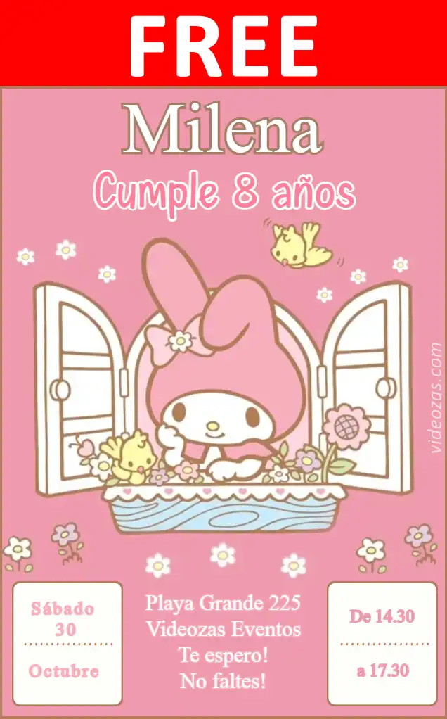 Free personalized birthday invitation kuromi 03