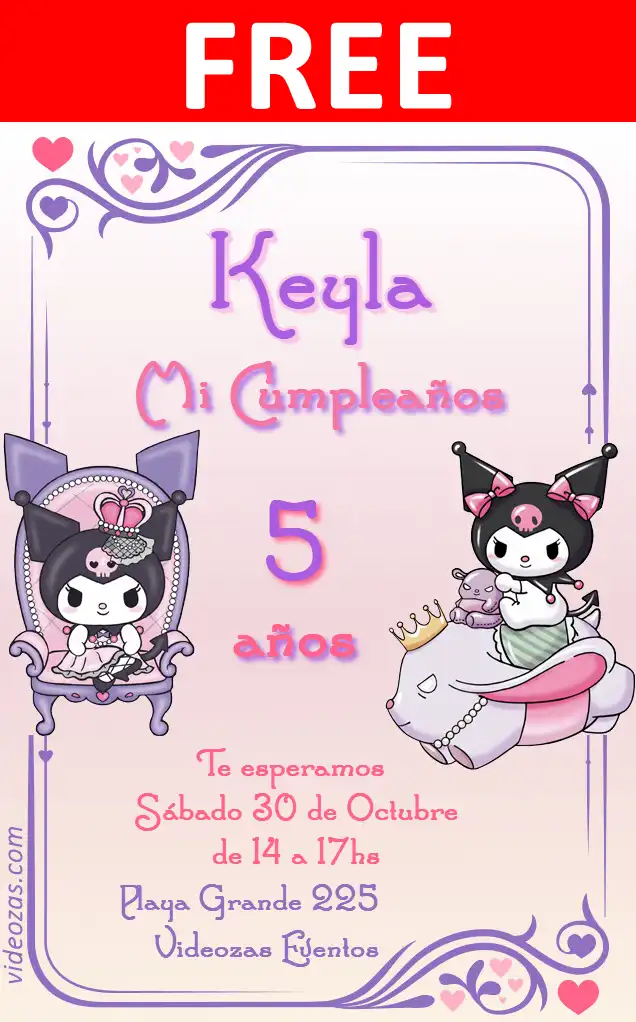 Free personalized birthday invitation kuromi 05