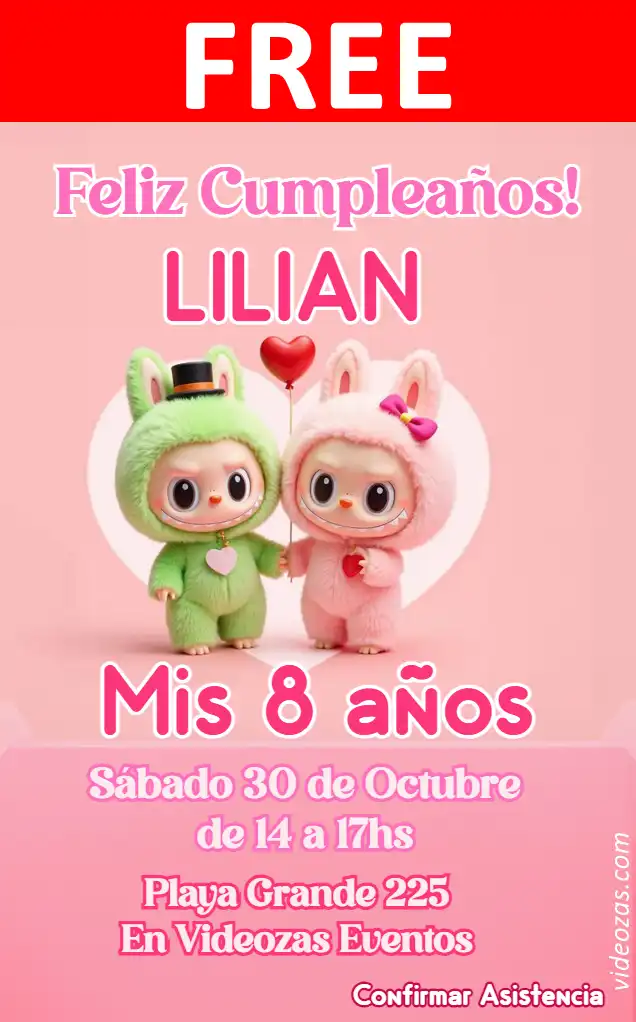 Free personalized birthday invitation labubu 02