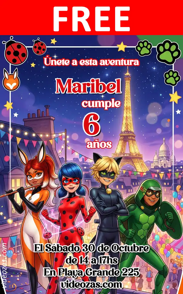 Free Miraculous Ladybug Invitation | Editable and Customizable | Easy and Fast | Make Online Now!