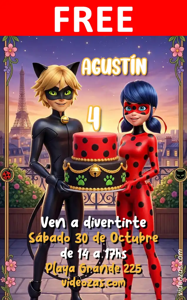Free Miraculous Ladybug Invitation | Editable and Customizable | Easy and Fast | Make Online Now!