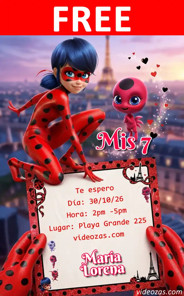 Free Miraculous Ladybug Invitation | Editable and Customizable | Easy and Fast | Make Online Now!