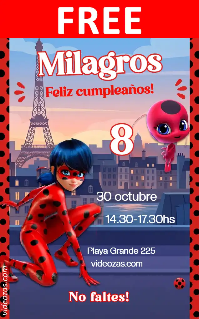 Free Miraculous Ladybug Invitation | Editable and Customizable | Easy and Fast | Make Online Now!