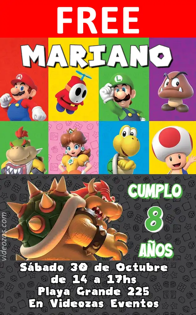 Free personalized birthday invitation mario_bros 02